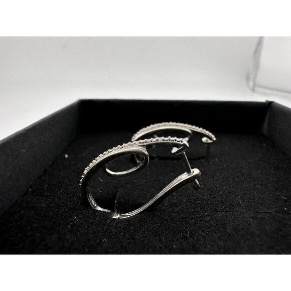 Natural Diamond Loop Hoop Earrings - Picture 7 of 15